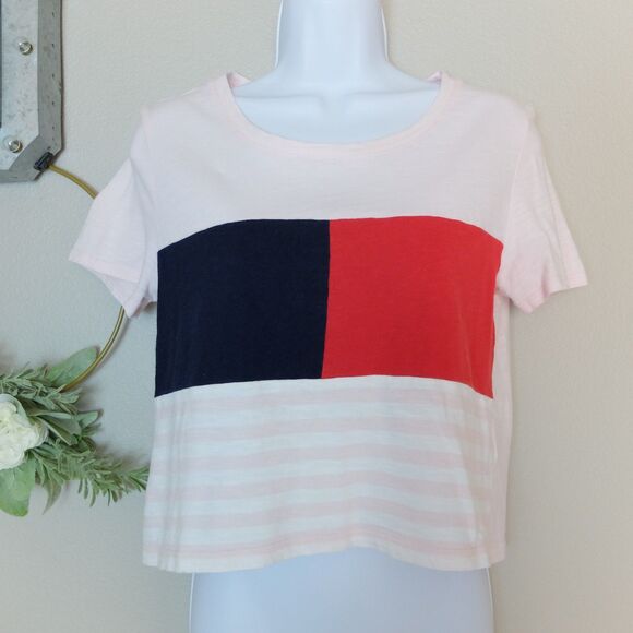 Tommy Hilfiger Denim Pink Cropped Fit Cotton Shirt Size Small - Picture 5 of 6